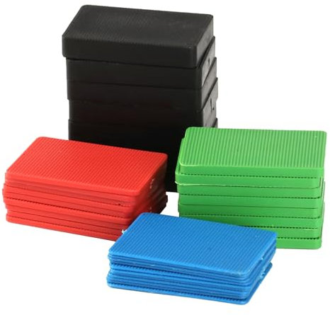 80 pezzi di imballaggi e spessori in plastica, per vetri di porte e finestre, distanziatori per finestre e finestre (60 mm x 40 mm x 1,5/3/5/10 mm)