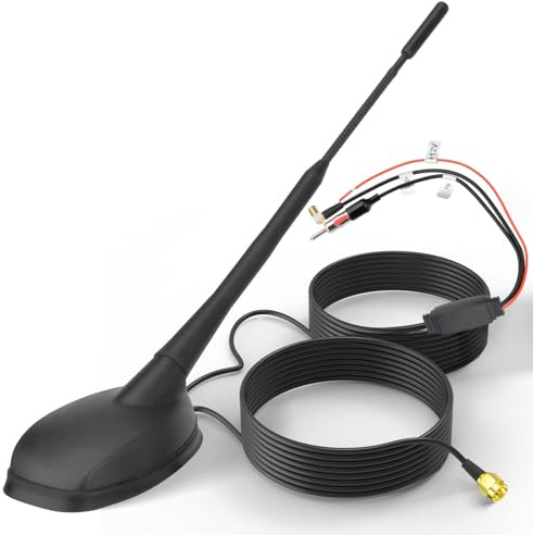 Eightwood DAB DAB+ Antenne Auto Digital Radio Aktive GPS DAB FM Antenne Auto mit Verstärker Dachantenne Autoantenne Auto Signal Amplifier Verlängerung Kabel 5M für Pioneer Sony Digital Radios Tuner