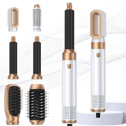 Airstyler Pro Airbrush Haarstyler 6 in 1 Haar Styler mit Warmluftbürste, Föhnbürste, Rundbürstenföhn Haartrockner Auto-Lockenstab, Hair Air Styler Zum Styling, Volumisieren, Locken Und Glätten