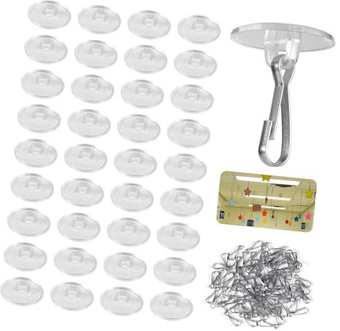 Piceioep Lot de 50 crochets muraux pour voiture, carrelage, surfaces métalliques, solution de suspension sécurisée, accessoires de décoration de fête, festival, crochets de suspension auto-adhésifs