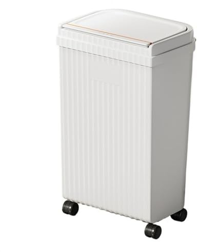 Papelera de baño Bote de Basura de Cocina con Ruedas, Contenedor de Basura de plástico con Tapa Superior a presión de 20 litros/5,2 galones for baño, Sala de Estar, Oficina, Garaje Botes de basura int