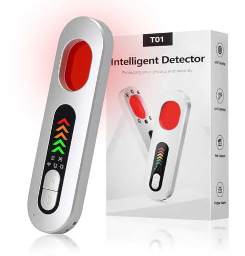 XINYUDAILY Detector de Camaras y Microfonos Ocultos, Detector de Rastreador GPS Coche, Scanner de RF Inalámbrico, Alarma Antirrobo, 5 Niveles de Sensibilidad, para Hotel, Oficina, Coche