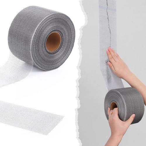 250 ft x 4 Inch Cement Board Joint Tape Self Adhesive Durable Gray Fiberglass Mesh Drywall Mesh Repair Tape for Cement Board Joints Repairing, Sealing and Strengthening