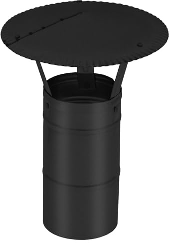 KOTARBAU® Schornsteinabdeckung - ø 100 mm - Kaminhaube - Schornstein Regenhaube - Kaminabdeckung - Schornsteinhaube - Kaminaufsatz - Rostbeständig - verzinkter und pulverbeschichteter Stahl - Schwarz