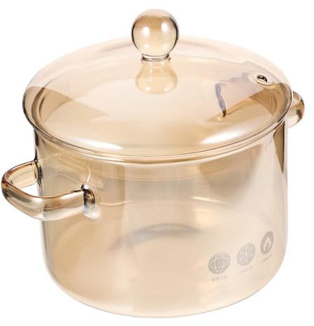 OSALADI Glass Stew Pot Borosilicate Heat Resistant Glass Cooking Pot Lid for Simmering Soup Stew and Ramen Stove Oven