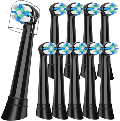IO Recambio Cepillos Compatible con Oral B IO 2/3/4/5/6/7/8/9/10Cepillos Eléctrico, Cabezales Compatible con Oral B IO Cuida tus Dientes y Encías (10 Negro)