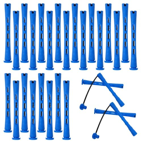 PEOVLVN 40 Pcs Small Perm Rods, Plastic Cold Wave Hair Perm Rollers Curling Rods for Short & Long Hair, Hair Rollers for Women Girls Hairdressing Styling Tools (Blue)