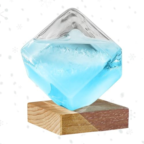 Barometro Storm Glass a Cubo con in Legno, Previsionista Meteo