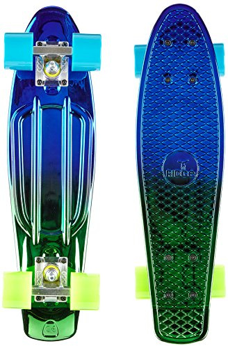 Ridge Skateboards Rainbow Neochrome Mini-Cruiser-Komplettboard, 55,9 cm, hergestellt in Großbritannien, metallisches Verblassen