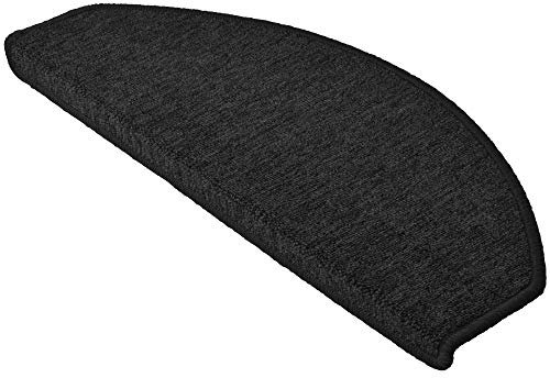 Beautissu XXL Treppenstufen Matten 65x28 cm – 15 Stück Gängige Treppen Stufenmatten Selbstklebend Innen Treppenmatten Stufenmatte Teppich Treppenteppich Stufenteppich Halbrund Anthrazit – ProStair