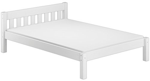Erst-Holz®Doppelbett Futonbett Ehebett weiß Kiefer massiv 160x200 Matratze Rollrost 60.38-16 W M
