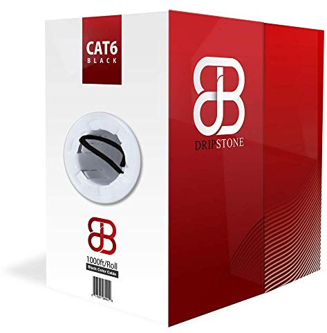 Dripstone CAT6 Ethernet Cable 1000ft Bulk Network LAN Wire 23AWG Solid CCA UTP 550MHz High-Speed Internet Cable Gaming, Streaming, Office, Home Use, Pull Box, Cat6 Bulk, Stable Connectivity - Black
