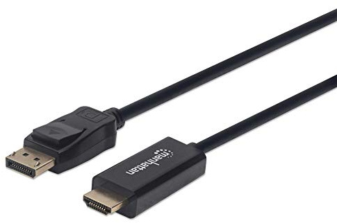 Manhattan 153201 - Cable DisplayPort a HDMI (1,8 m, 4 K a 60 Hz), color negro