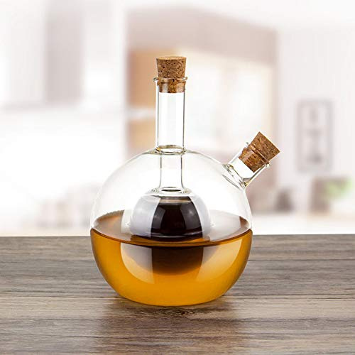 BOLLAER Kitchen Supplies Glass Olive Oil Bottle Cruet Splitter, 2 in 1 Kitchen Supplies Glass Oil and Vinegar Bottles of Soy Sauce Vinegar Bottle