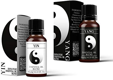 Mystix London, miscela di oli essenziali puri e naturali Yin & Yang, confezione doppia (2 x 10 ml), per diffusori, aromaterapia e miscele di massaggio, perfetto come regalo, vegano, senza OGM