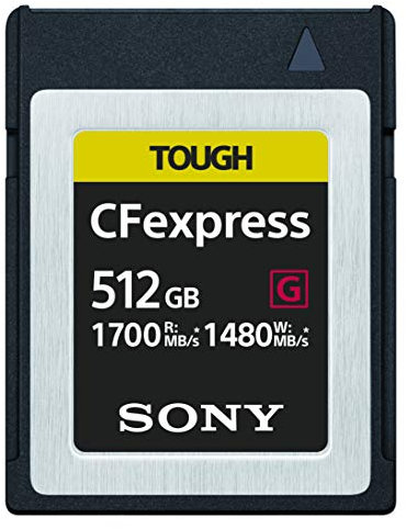 Sony Robuste CFExpress-Karte, Typ B, Ultra-Speed-Speicherkarte (Lesen, 1700 MB/s Schreiben, 1480 MB/s) – CEB-G512/J SYM, 512 GB