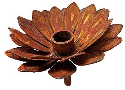 Kerzenhalter Blüte im Rost Design, Rostfigur für den Garten, Gartendeko, Metalldeko
