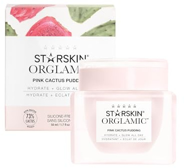STARSKIN Orglamic Pink Cactus Pudding, Hydrating & Nourishing Cream for all Skin Types, 99.3% Natural with Prickly Pear Cactus Seed Oil & Hyaluronic Acid, Luxurious Glow Moisturizer, K-Beauty - 50ml