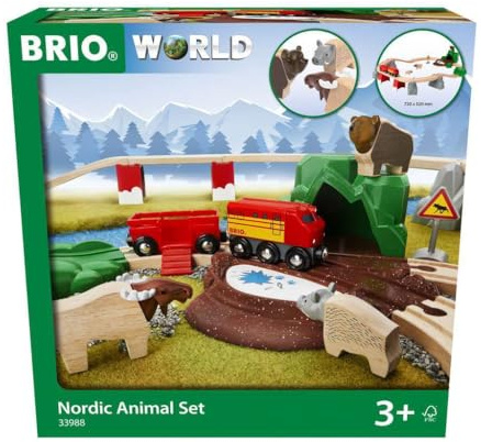 BRIO World Nordic Animal Wooden Railway Train Set Toy For Kids Age 3 Years Up
