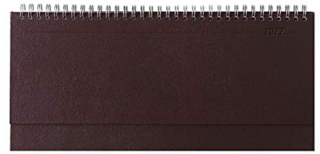 Tisch-Querkalender Balacron rot 2022 - Büro-Planer 29,7x13,5 cm - mit Registerschnitt - Tisch-Kalender - verlängerte Rückwand - 1 Woche 2 Seiten