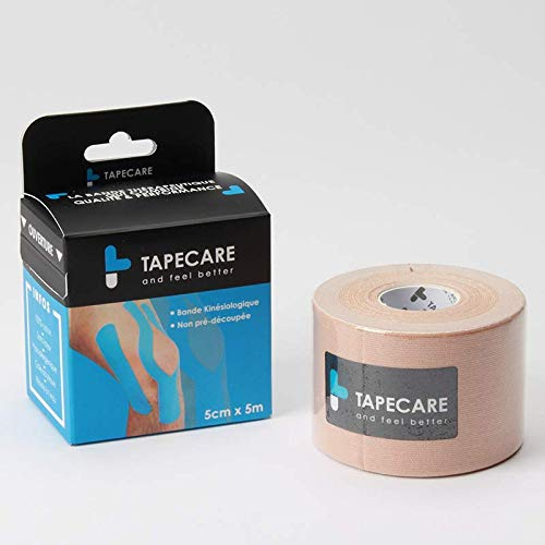 TAPE CARE [5m x 5cm] Bandes de Kinésiologie I Marque Française | Bande Tape Kinésiologie| 100% Coton, Imperméable, Hypoallergénique I Rouge, Bleu, Vert, Violet, Jaune, Noir, Beige