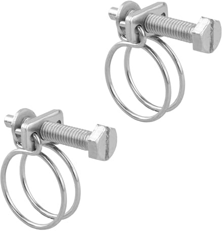 Pisces -2 Pack Double Wire Hose Clips to fit 20mm (0.75in) Pipe Tubing