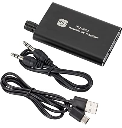 DaMohony Tragbarer Kopfhörer-Verstärker, 3,5 mm, Stereo-Audio, zweistufiger Verstärkungsschalter, 16-300 Ohm, HiFi-Kopfhörer-Verstärker