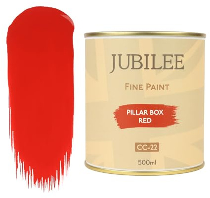 Guild Lane Jubilee Furniture Paint - Pillar Box Red 500ml - Multi-Surface Paint for Wood, Metal, Glass & More - Durable, Water-Based, Soft Sheen Finish - No Primer or Wax Needed