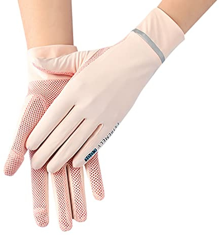 Moonlove Women UV Resistant Sun Protection Gloves Non-slip Cycling Driving Full Finger Gloves Touch Screen Outdoor Sunscreen Mittens