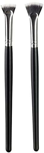 TEONEI Fan Mascara Brushes Eyelash Eyebrow Brush Makeup Brush Eye Lashes Makeup Tools Eye Shadow Brush, 2Pcs, Wooden Handle, Nylon Bristles
