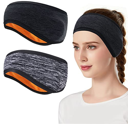 TAGVO Fascia per La Testa Invernale per Lo Sport, Fascia per Gli Sport Invernali per Donna e Uomo, Fascia Paraorecchie, Fascia da corsa per jogging, corsa, escursionismo, ciclismo (2 Pezzi)