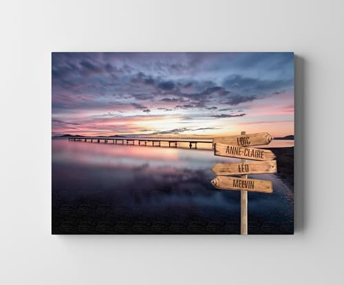CREATIVA DIGITAL IMPRESION Y DISEÑO Cuadro Personalizado Multinombre | 4 Nombres | 90 x 60 cm | 100% a tu Gusto | Lona y Madera | Ideal para Sorprender a tu Familia | Excelente para Decorar el Salón