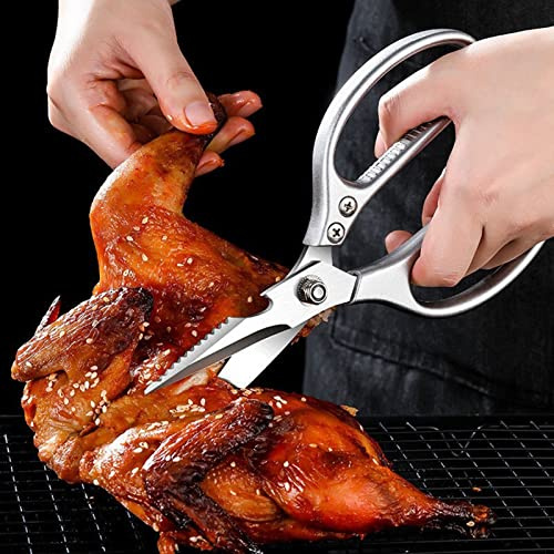 Tijeras de cocina de acero inoxidable, multifunción, con abridor de botellas de cascanueces, ultra afiladas, tijeras de cocina con escamas de pescado, para carne, verduras, pescado, ensalada de pollo