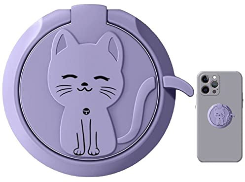 Wudaizhi Cute Cat Metal 360 Degree Spin Finger Ring Phone Holder Phone Ring Holder Rings Cute Cell Grip Socket for Phone Magnetic Bracket