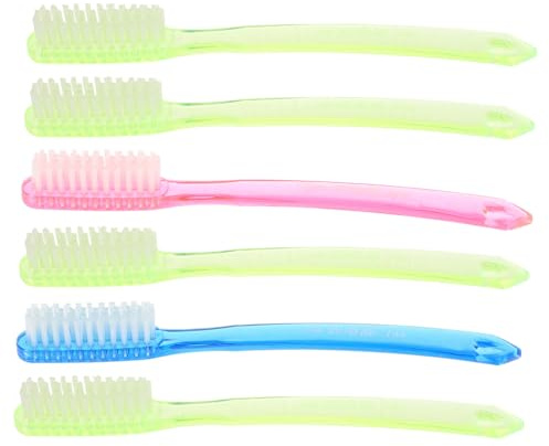 Zahnbürste für Erwachsene Extra Hart 6 Stück-pack Nylon Handzahnbürste | Kunststoffausführung, Große Bürstenköpfe, für Reise und Alltag, Zufällige Lieferung