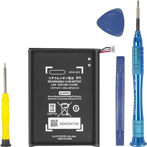 Batteria agli ioni di litio 3570 mAh per console di gioco Nintendo Switch Lite HDH-003 HDH-001, nuovo aggiornamento interno 0 ciclo, batteria di ricambio ad alta capacità con kit di strumenti di