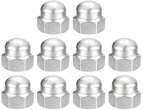 sourcing map 3/8-16 Eichelkappe Muttern 10Stk - 304 Edelstahl Hardware Muttern Eichel Sechskant Hut Hutmuttern für Befestigungen (Silber)
