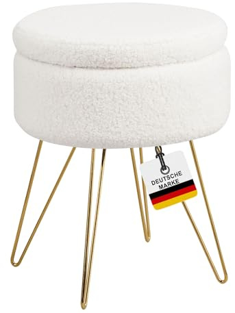 ALBATROS Hocker mit Stauraum Cannes – Sitzhocker mit Stauraum, Modernes Design, Edler Sherpa-Bezug – Sitztruhe oder Sitzbank mit Stauraum – optimal als Fußhocker oder Hocker Schminktisch, Weiss