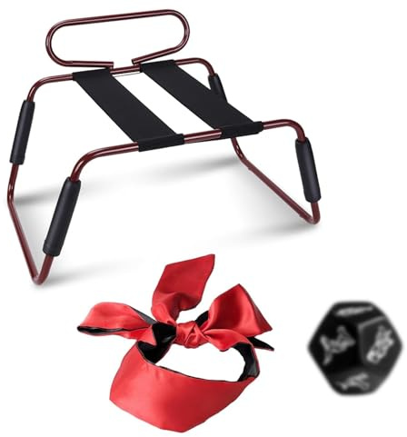 Sex Möbel Sex Stuhl Paare Liebesmöbel mit Griffe + Sex Würfel Paar + Augenbinde Sex Bett,Einstellbar Vielseitig Bounce Love Chair für Sexual Positions Assistance,Sex Sitz Sexmöbel BDSMs Spielzeug Hart