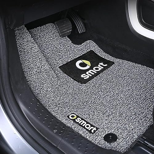 VIYOLI Leder Fußmatten Auto, für Smart Fortwo 451 2009 2010 2011 2012 2013 2014 rutschfeste Auto Teppich Set, Strapazierfähigen Kantenschutz Fussmatten Zubehör,C
