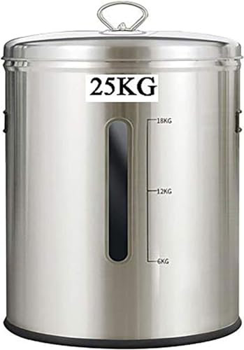 Rice Stainless Dispenser, Flour And Cereal Container,Stainless Steel Rice Bin Cereal Grain Box With Lid, Food Container For Kitchen (Size : 25kg)