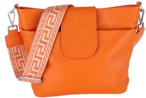 MIRROSI® Umhängetasche Damen, Echtleder, Made in Italy, BOHO Style30x24,50x9cm (BXHXT) viel Stauraum, Handtasche, Brusttasche, Crossbody Bag (1 Tasche & 2 Gurte)