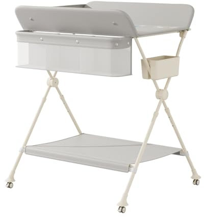 M-Castle Portable Folding Baby Changing Table with Wheels, Changing Table Height Adjustable Changing Station for lnfant and Newborn-1