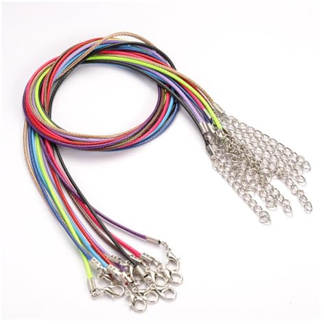 Rockreyoa 1.5mm geflochtene gewachste Lederkordel – DIY Schmuckband mit Verschluss, für Halskette & Armband Gemischte Farben 10 Stück