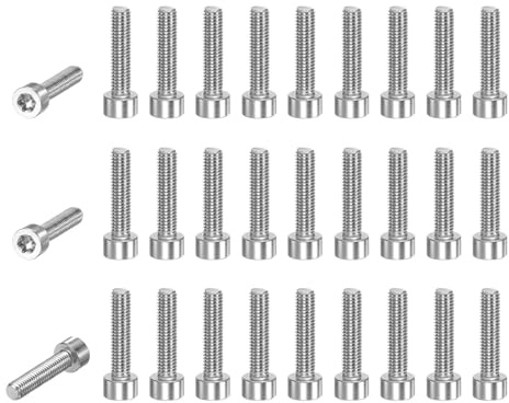 M METERXITY 30er-Pack Torx-Bolzen-Spline-Schraube T25 M5x20mm 0,8mm Steigung Zylindrischer Kopf Pflaumenschrauben 304 Edelstahl für Motorsense Kettensäge/Lichtleiste Ersatzteil [Silber]