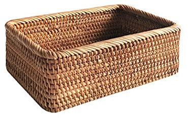 ZXDZMM Cestino di Vimini Rettangolare Intrecciato a Mano in Rattan, per Frutta, tè, Snack, Pane, Picnic, Contenitore per Cosmetici, Utensili da Cucina, Utensili per la casa