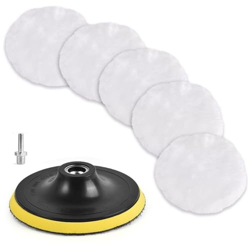 80mm Lammwollhaube, 7 tlg Polieraufsatz akkuschrauber,Schleifaufsatz für akkuschrauber Polierpads Wolle Polieraufsatz Akkuschrauber Set für Poliermaschine Schleifmaschine zum Polieren,Schleifen,Wachse