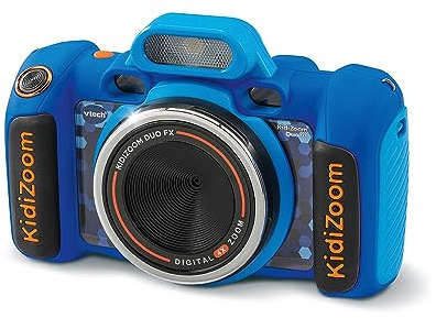 VTech - KidiZoom Duo FX Bleu, Appareil Photo Numérique Enfant, Photo, Selfie, Vidéo, Écran Couleur, Studio BD, Filtres et Effets Rigolos, Cadeau Enfant de 4 Ans à 12 Ans - Contenu en Français