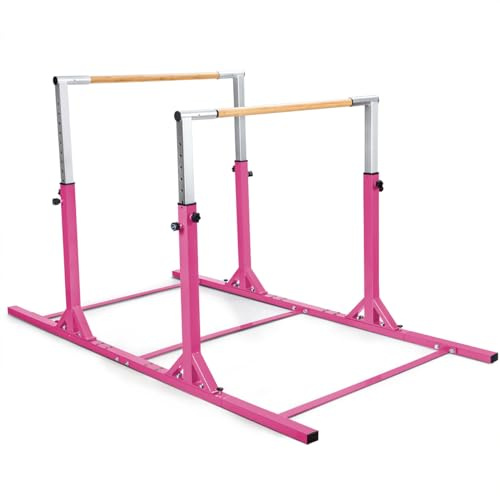 GYMAX Gymnastik Turnreck, Turnstange höhenverstellbar, Reckstange breiteverstellbar, Stabiler Übungsstange bis zu 100 kg belastbar, für Innenbereich