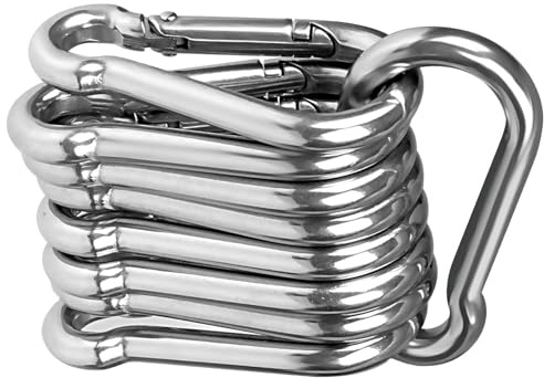 10 x Karabinerhaken Karabinerhaken M4 Heavy Duty 304 Edelstahl Kleine Karabiner Karabinerhaken Schlüsselanhänger Clips für Outdoor, Camping, Wandern, Haken für Hebehilfen und Griffe mit Öse ..